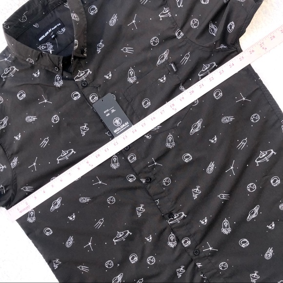 Molokai shirt button down alien outer space spaceship rocket print men’s XXL NWT - Picture 8 of 9